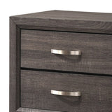 Benzara 2 Drawers Wooden Frame Nightstand with Grain Details and Bar Pulls, Gray - BM215240 BM215240 Gray Solid Wood BM215240