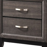 Benzara 2 Drawers Wooden Frame Nightstand with Grain Details and Bar Pulls, Gray - BM215240 BM215240 Gray Solid Wood BM215240