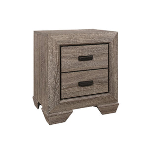 Benzara Grained 2 Drawers Wooden Frame Nightstand with Bracket Feet, Light Brown - BM215241 BM215241 Brown Solid Wood BM215241