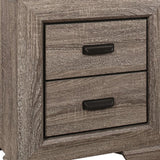 Benzara Grained 2 Drawers Wooden Frame Nightstand with Bracket Feet, Light Brown - BM215241 BM215241 Brown Solid Wood BM215241