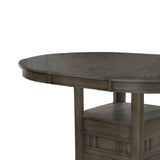 Benzara Extendable Round Wooden Dining Table with Open Bottom Shelf, Gray BM215253 Gray Solid Wood BM215253