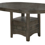 Benzara Extendable Round Wooden Dining Table with Open Bottom Shelf, Gray BM215253 Gray Solid Wood BM215253