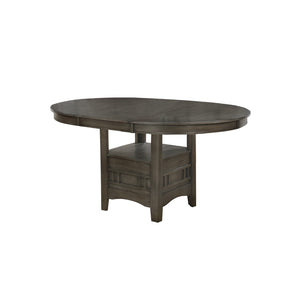 Benzara Extendable Round Wooden Dining Table with Open Bottom Shelf, Gray BM215253 Gray Solid Wood BM215253