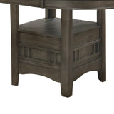 Benzara Extendable Round Wooden Dining Table with Open Bottom Shelf, Gray BM215253 Gray Solid Wood BM215253