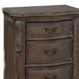 Benzara 3 Drawer Nightstand with Carving and Bracket Feet Support, Brown - BM215262 BM215262 Brown Solid Wood BM215262