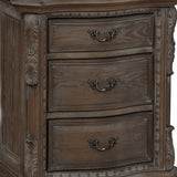 Benzara 3 Drawer Nightstand with Carving and Bracket Feet Support, Brown - BM215262 BM215262 Brown Solid Wood BM215262