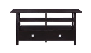 Benzara Transitional Wooden TV Stand with 4 Open Shelves and 2 Drawers, Brown - BM215271 BM215271 Brown Solid Wood BM215271