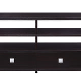 Benzara Transitional Wooden TV Stand with 4 Open Shelves and 2 Drawers, Brown - BM215271 BM215271 Brown Solid Wood BM215271