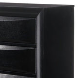 Benzara 5 Drawer Transitional Chest with Metal Knobs, Black BM215277 Black Solid Wood BM215277