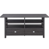 Benzara Transitional Wooden TV Stand with 4 Open Shelves and 2 Drawers, Gray BM215284 Gray Solid Wood BM215284