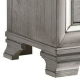 Benzara 2 Drawer Nightstand with Mirror Accent and Bracket Feet, Light Gray BM215293 Gray Solid Wood BM215293