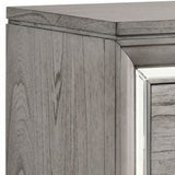 Benzara 2 Drawer Nightstand with Mirror Accent and Bracket Feet, Light Gray BM215293 Gray Solid Wood BM215293