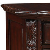 Benzara 3 Drawer Nightstand with Wooden Carving and Bracket Feet Support, Brown BM215294 Brown Solid Wood BM215294