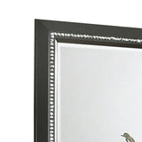 Benzara Rectangular Frame Mirror with Faux Crystal Inlay, Dark Gray and Silver BM215312 Gray, Silver Solid wood, Mirror BM215312