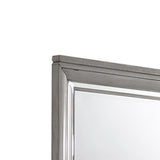 Benzara Contemporary Style Rectangular Wooden Mirror with Beveled Edge, Gray BM215317 Gray Solid wood, Mirror BM215317