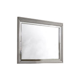 Benzara Contemporary Style Rectangular Wooden Mirror with Beveled Edge, Gray BM215317 Gray Solid wood, Mirror BM215317