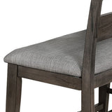 Benzara Transitional Ladder Style High Back Bench with Fabric Padded Seating, Gray BM215318 Gray Solid wood, Faux leather BM215318