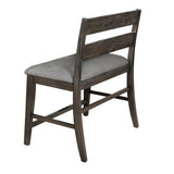 Benzara Transitional Ladder Style High Back Bench with Fabric Padded Seating, Gray BM215318 Gray Solid wood, Faux leather BM215318