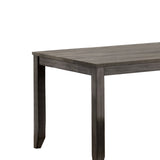 Benzara Wooden Dining Table with Textured Details and Chamfered Feet, Gray BM215320 Gray Solid wood BM215320