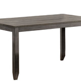 Benzara Wooden Dining Table with Textured Details and Chamfered Feet, Gray BM215320 Gray Solid wood BM215320