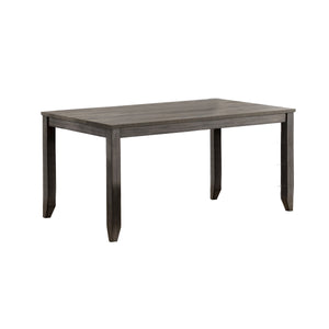 Benzara Wooden Dining Table with Textured Details and Chamfered Feet, Gray BM215320 Gray Solid wood BM215320