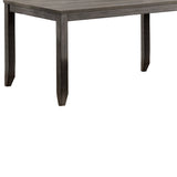 Benzara Wooden Dining Table with Textured Details and Chamfered Feet, Gray BM215320 Gray Solid wood BM215320