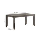 Benzara Wooden Dining Table with Textured Details and Chamfered Feet, Gray BM215320 Gray Solid wood BM215320