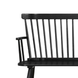 Benzara Transitional Style Curved Design Spindle Back Bench with Splayed Legs,Black BM215322 Black Solid wood BM215322