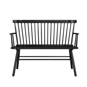 Benzara Transitional Style Curved Design Spindle Back Bench with Splayed Legs,Black BM215322 Black Solid wood BM215322