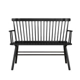 Benzara Transitional Style Curved Design Spindle Back Bench with Splayed Legs,Black BM215322 Black Solid wood BM215322