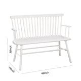 Benzara Transitional Curved Design Spindle Back Bench with Splayed Legs,White BM215324 White Solid wood BM215324