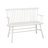 Benzara Transitional Curved Design Spindle Back Bench with Splayed Legs,White BM215324 White Solid wood BM215324