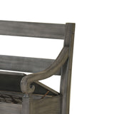 Benzara Ladder Back Design Bench with Lift Top Storage and Sloped Armrests, Gray BM215325 Gray Solid wood BM215325