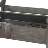 Benzara Ladder Back Design Bench with Lift Top Storage and Sloped Armrests, Gray BM215325 Gray Solid wood BM215325