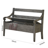 Benzara Ladder Back Design Bench with Lift Top Storage and Sloped Armrests, Gray BM215325 Gray Solid wood BM215325