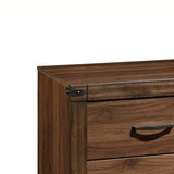 Benzara 2 Drawer Transitional Style Nightstand with Woodgrain Details, Brown BM215328 Brown Solid wood BM215328