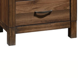 Benzara 2 Drawer Transitional Style Nightstand with Woodgrain Details, Brown BM215328 Brown Solid wood BM215328