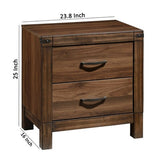 Benzara 2 Drawer Transitional Style Nightstand with Woodgrain Details, Brown BM215328 Brown Solid wood BM215328