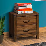 Benzara 2 Drawer Transitional Style Nightstand with Woodgrain Details, Brown BM215328 Brown Solid wood BM215328