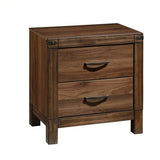 2 Drawer Transitional Style Nightstand with Woodgrain Details, Brown