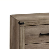 Benzara 2 Drawer Rustic Nightstand with Bar Pulls and Block Feet, Weathered Gray BM215329 Gray Solid wood BM215329