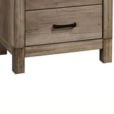 Benzara 2 Drawer Rustic Nightstand with Bar Pulls and Block Feet, Weathered Gray BM215329 Gray Solid wood BM215329