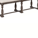 Benzara Farmhouse Style Bench with Padded Seating and Turned Pedestal Base, Gray BM215332 Gray Solid wood, Fabric BM215332