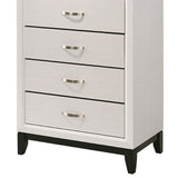 Benzara Transitional 5 Drawer Chest with Curved Handle and Chamfered Feet, White - BM215345 BM215345 White Solid wood BM215345