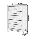 Benzara Transitional 5 Drawer Chest with Curved Handle and Chamfered Feet, White - BM215345 BM215345 White Solid wood BM215345