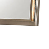 Benzara Transitional Wooden Arch Top Mirror with Molded Details, Champagne Gold - BM215352 BM215352 Gold Solid wood, Mirror BM215352