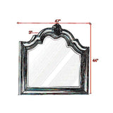 Benzara Scalloped Design Wooden Frame Mirror with Crown Top, Cherry Brown BM215363 Brown Solid wood, Mirror BM215363