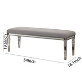 Benzara Fabric Upholstered Bench with Acrylic Legs and Silver Accents, Gray BM215367 Gray Solid wood, Acrylic, Fabric BM215367