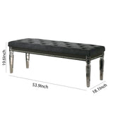 Benzara Faux Crystal Inlay Bench with Tufted Seating and Acrylic Legs, Dark Gray BM215368 Gray Solid wood, Acrylic, Fabric, Faux crystals BM215368