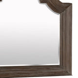 Benzara Scalloped Design Wooden Frame Mirror with Crown Top, Antique Brown BM215369 Brown Solid wood, Mirror BM215369